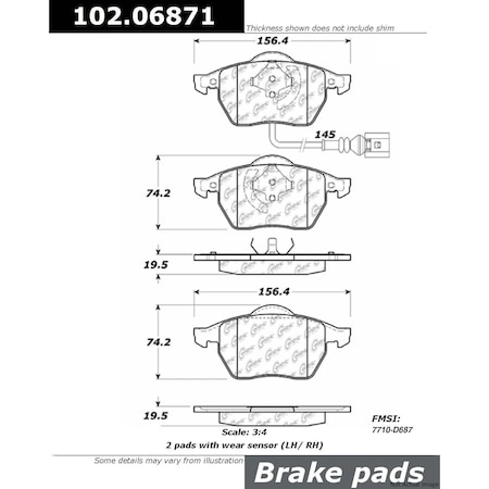 Centric Parts Metallic Brake Pad W/Shims, 102.06871 102.06871